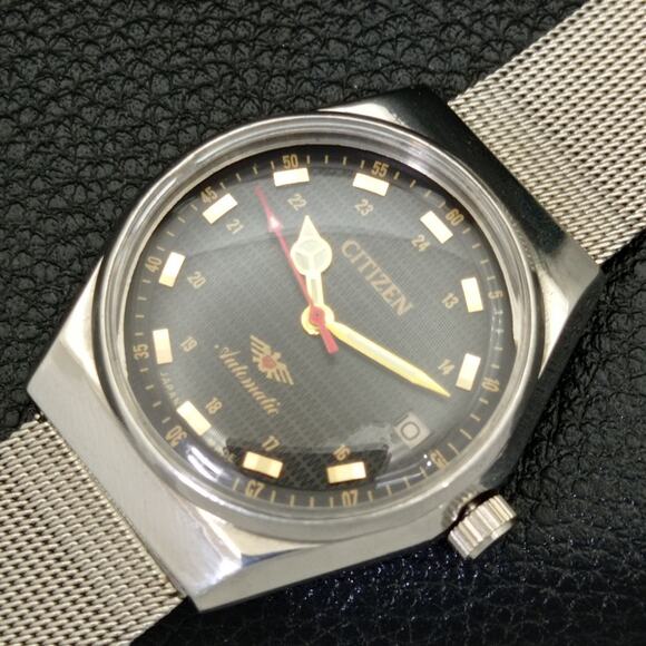 Vintage 1984 Citizen Automatic Mens Silver Watch W/daydate & Gold accents - Picture 6 of 9